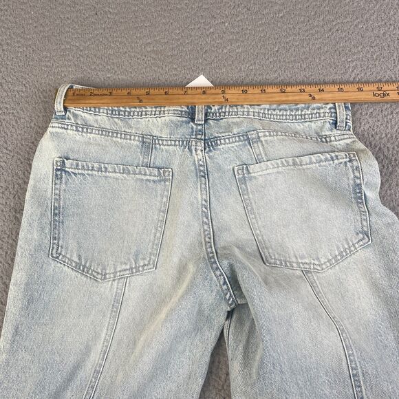 Wide Leg Jeans Women 6 Blue Mid Rise Light Wash H&M Divided Y2K Style 31 x 30 - Picture 10 of 14